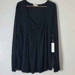 Nine Britton Black Long Sleeve Top Size 2X